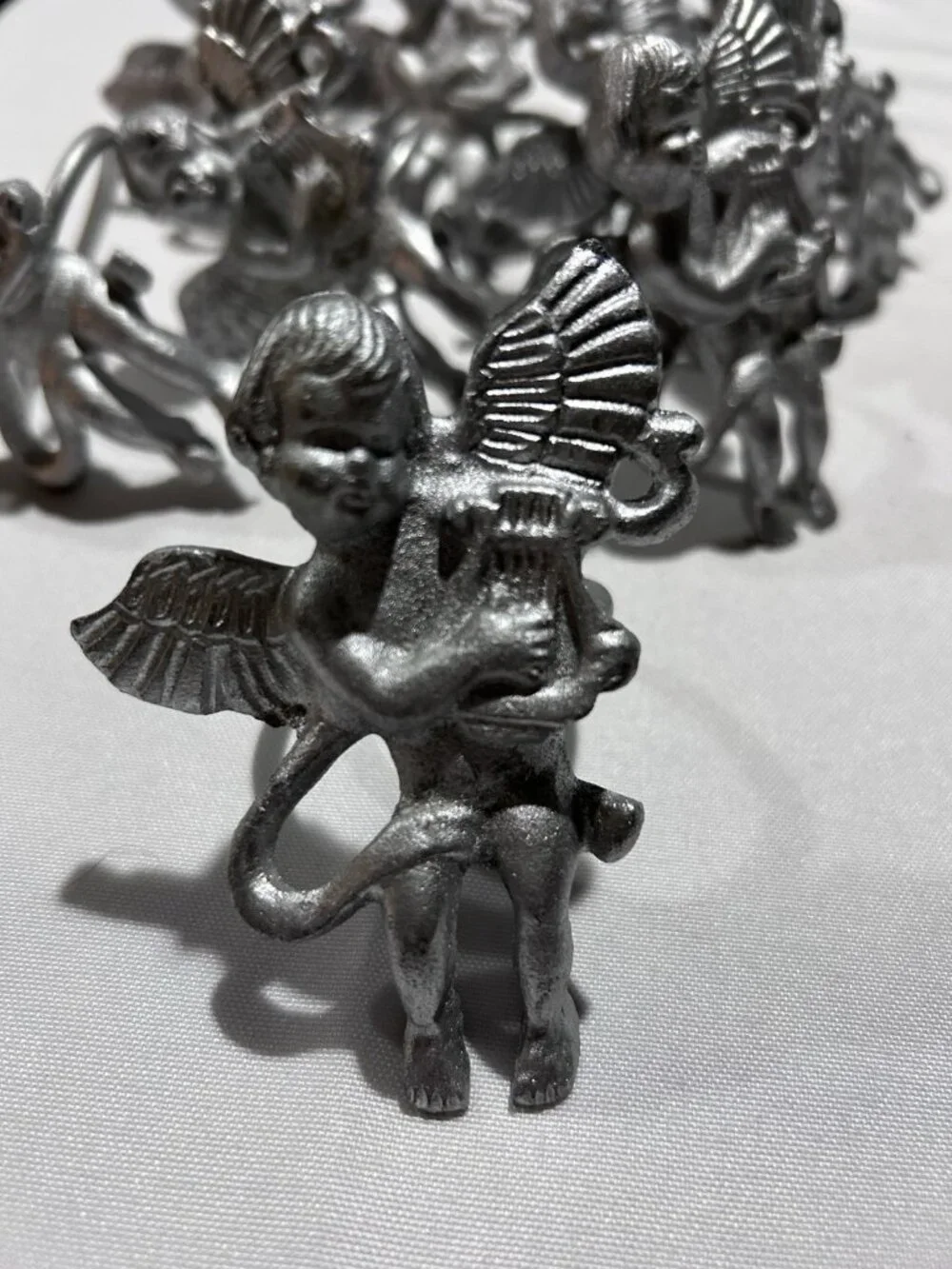 Pier 1 Cherub Angel Harp Heavy Napkin Rings Lot of 10 Vintage